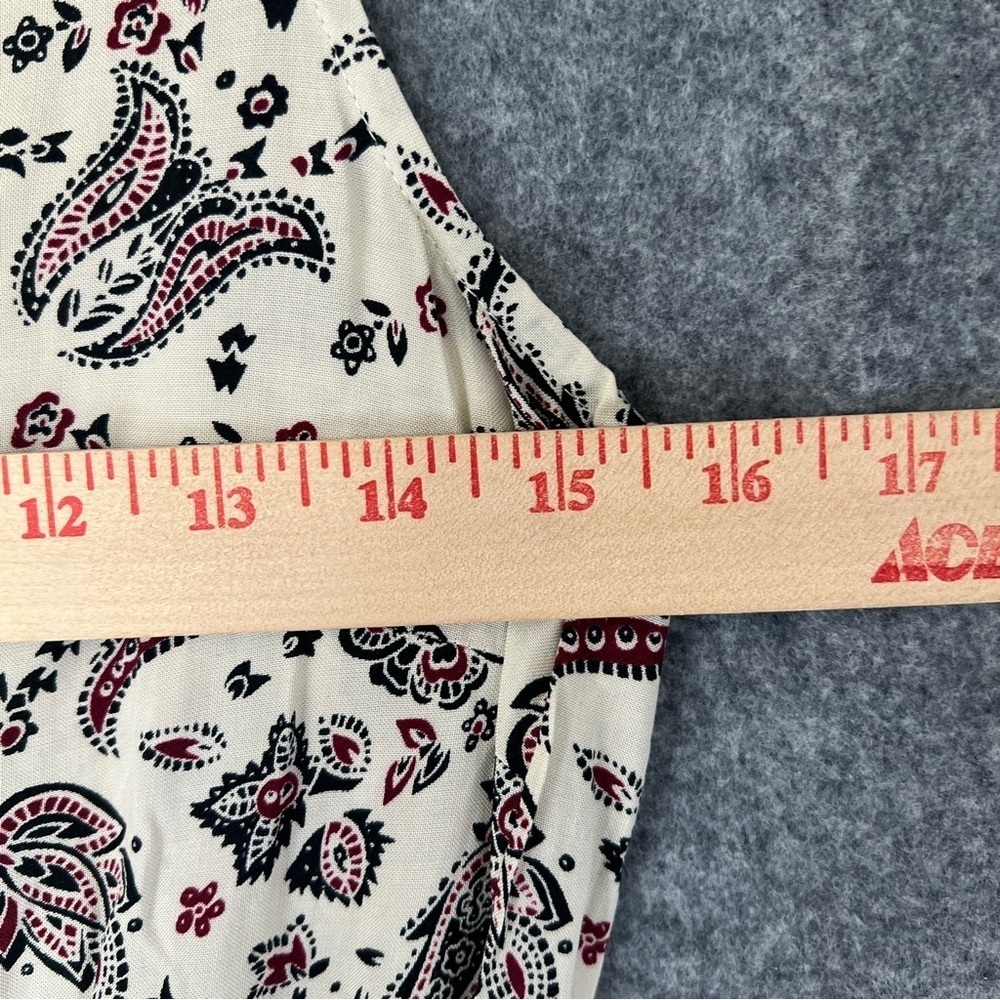 H&M DIVIDED Sleeveless Paisley Viscose Jumpsuit Cream Black Berry Red Size 6 - Picture 8 of 12